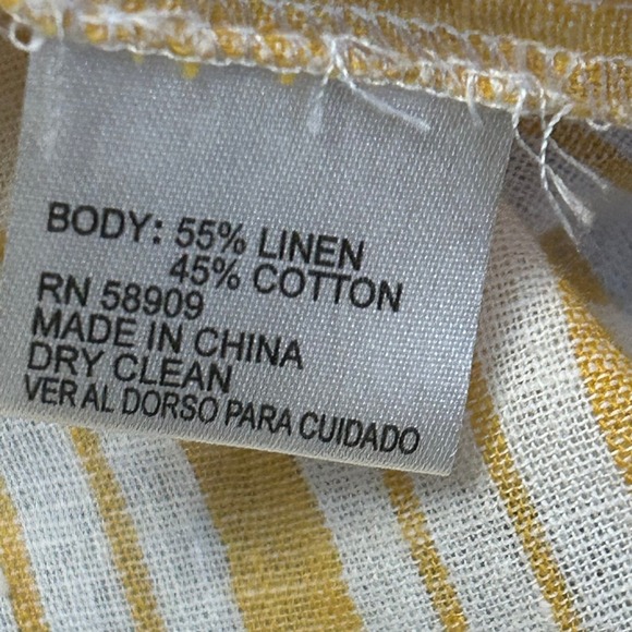 CREMIEUX Sleeveless Striped Button Up Shirt Medium Yellow White Linen Cotton - Picture 5 of 7